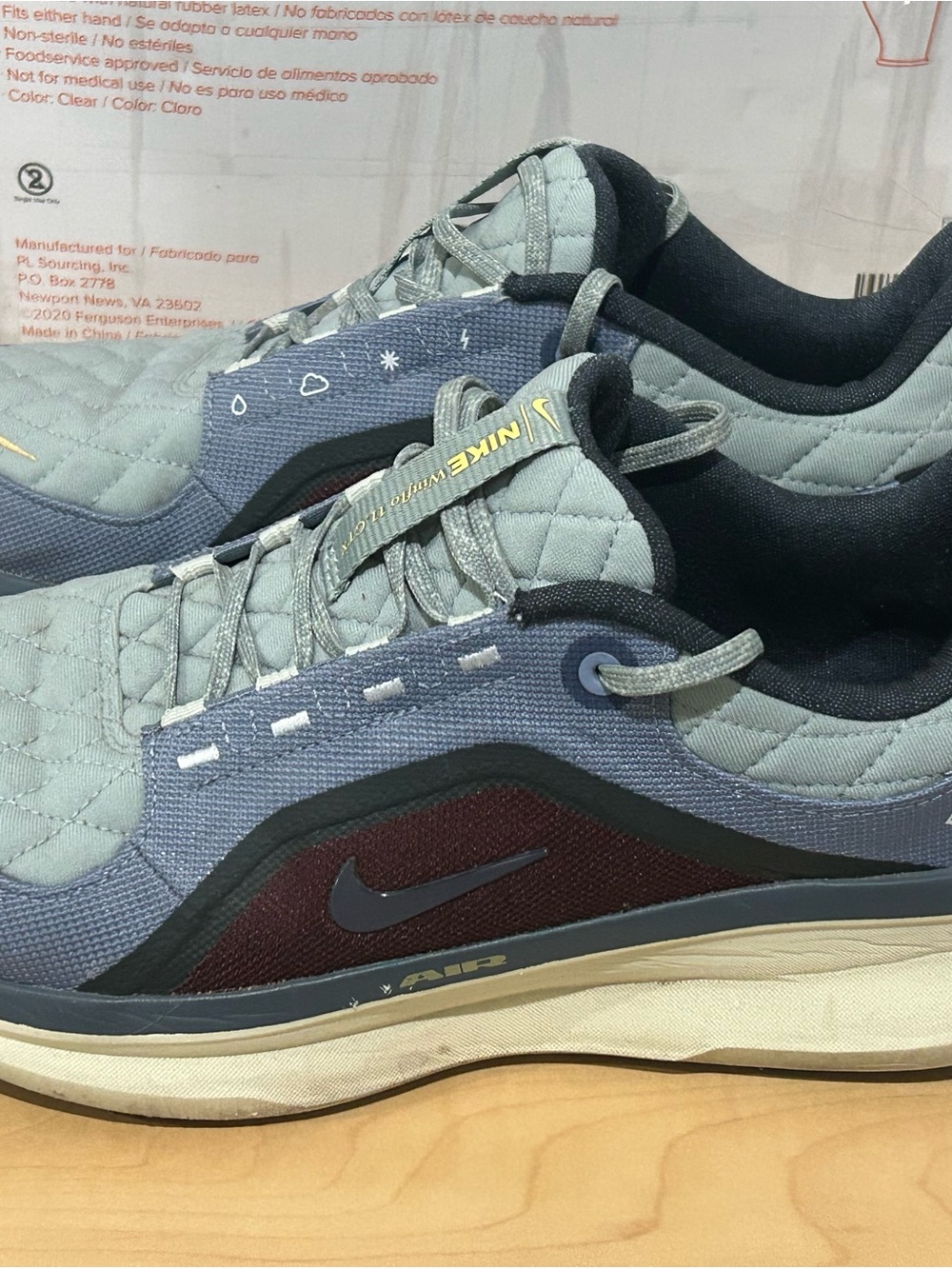 Nike Men's Light Blue, Burgundy and Black Quilted Low-Top Sneakers